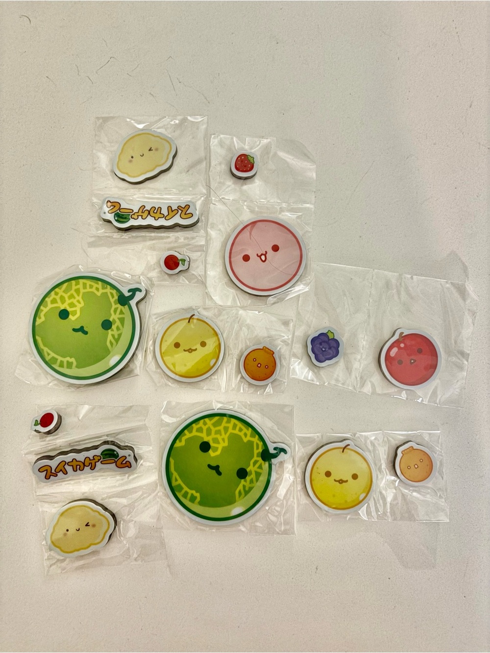 Suika Fruit Character Magnets - Green Melon & Mixed Fruits